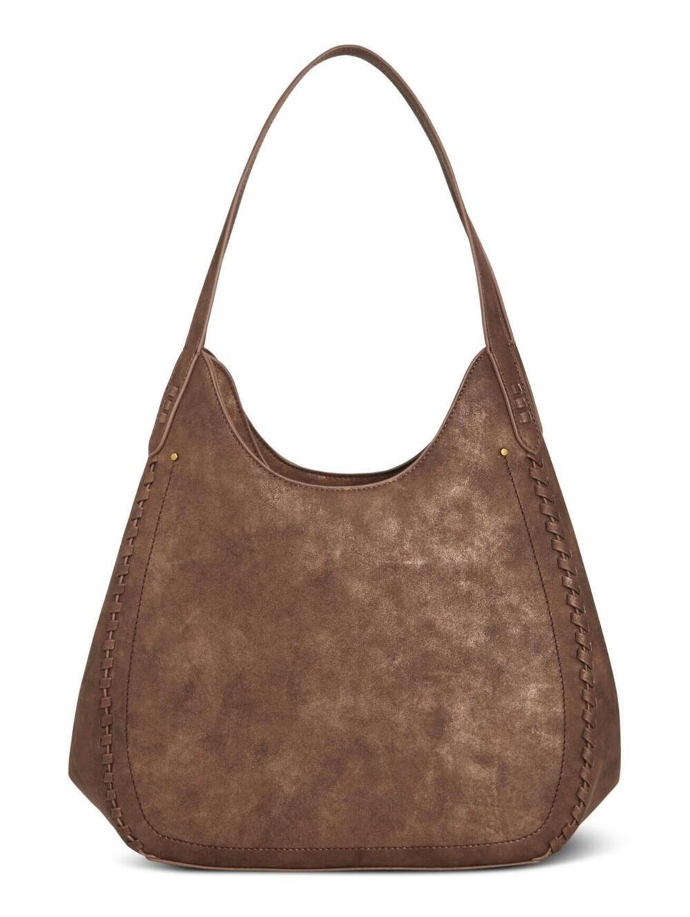 90$ Style & Co Whip-Stitch Soft 4-Poster Tote Bags Size One Chocolate Brown
